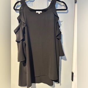 Umgee Boutique purchased black cold shoulder blouse with ruffles